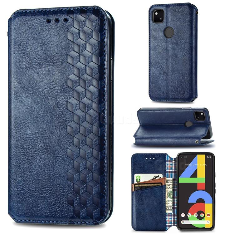 Ultra Slim Fashion Business Card Magnetic Automatic Suction Leather Flip Cover for Google Pixel 4a - Dark Blue
