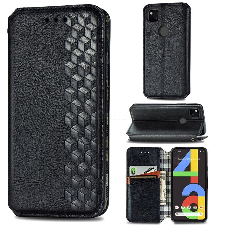 Ultra Slim Fashion Business Card Magnetic Automatic Suction Leather Flip Cover for Google Pixel 4a - Black