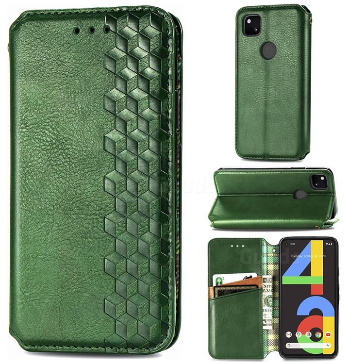 Ultra Slim Fashion Business Card Magnetic Automatic Suction Leather Flip Cover for Google Pixel 4a - Green