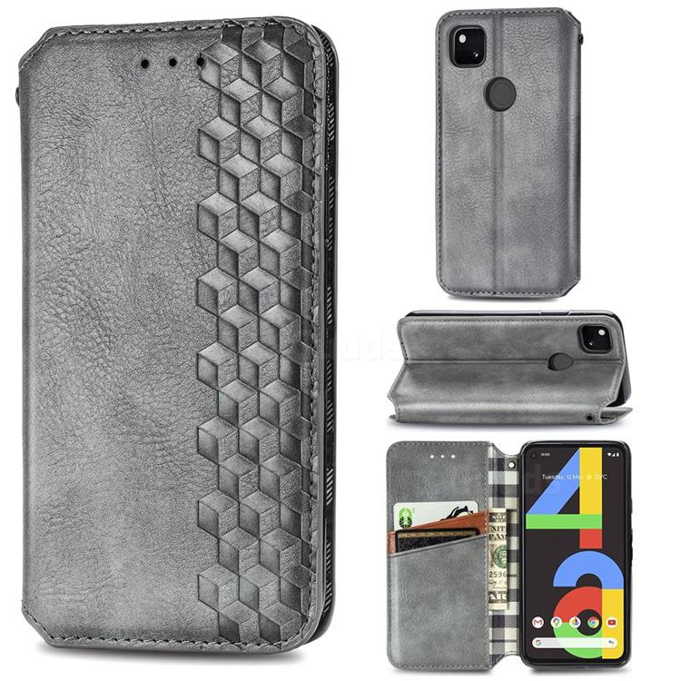 Ultra Slim Fashion Business Card Magnetic Automatic Suction Leather Flip Cover for Google Pixel 4a - Grey