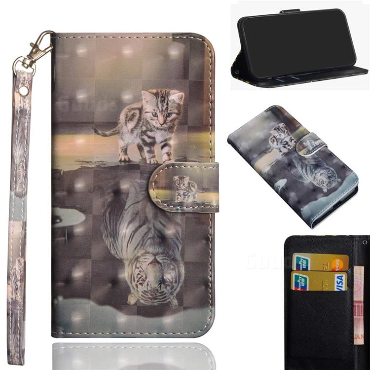 Tiger and Cat 3D Painted Leather Wallet Case for Google Pixel 4a