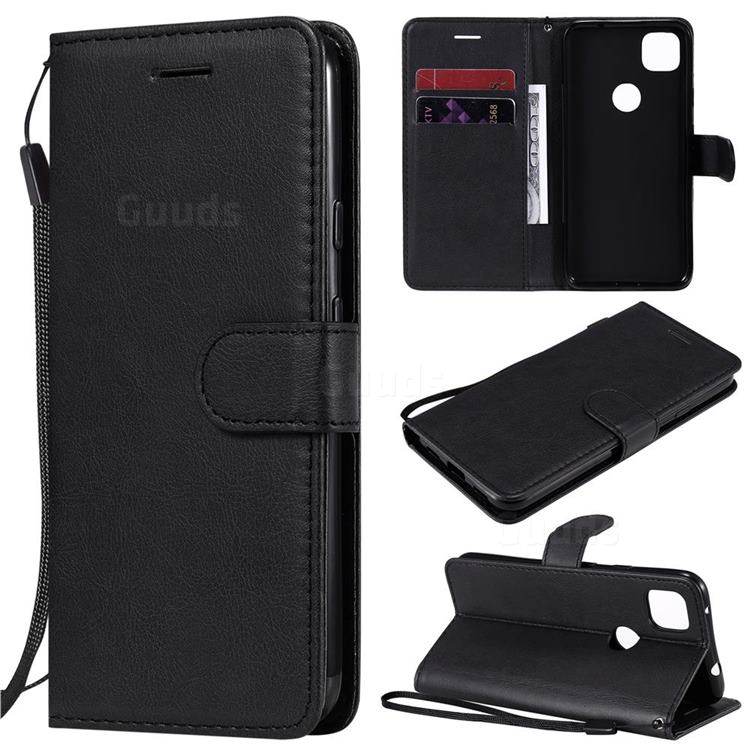 Retro Greek Classic Smooth PU Leather Wallet Phone Case for Google Pixel 4a - Black