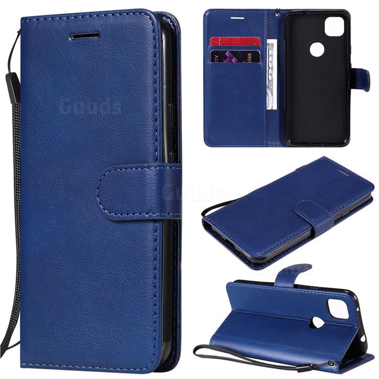 Retro Greek Classic Smooth PU Leather Wallet Phone Case for Google Pixel 4a - Blue