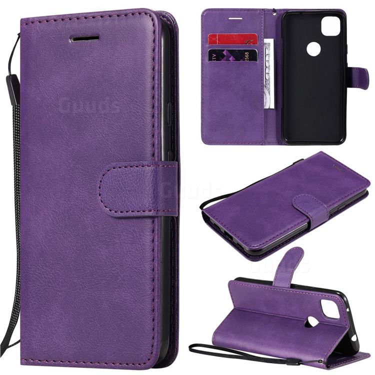 Retro Greek Classic Smooth PU Leather Wallet Phone Case for Google Pixel 4a - Purple