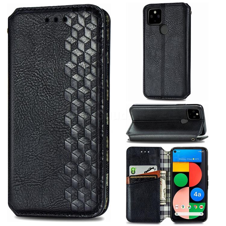 Ultra Slim Fashion Business Card Magnetic Automatic Suction Leather Flip Cover for Google Pixel 4a 5G - Black