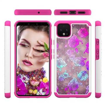 peony Flower Shock Absorbing Hybrid Defender Rugged Phone Case Cover for Google Pixel 4 XL