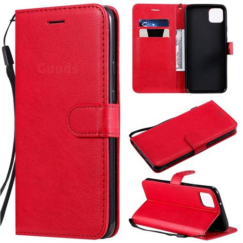 Retro Greek Classic Smooth PU Leather Wallet Phone Case for Google Pixel 4 XL - Red
