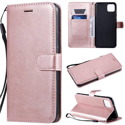 Retro Greek Classic Smooth PU Leather Wallet Phone Case for Google Pixel 4 XL - Rose Gold