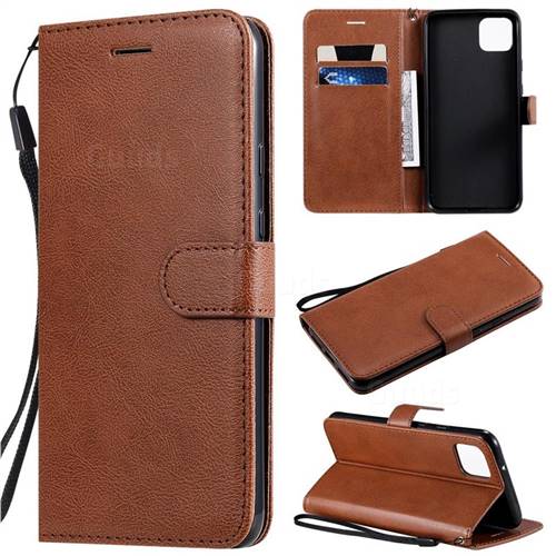 Retro Greek Classic Smooth PU Leather Wallet Phone Case for Google Pixel 4 XL - Brown