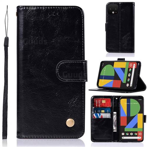 Luxury Retro Leather Wallet Case for Google Pixel 4 XL - Black