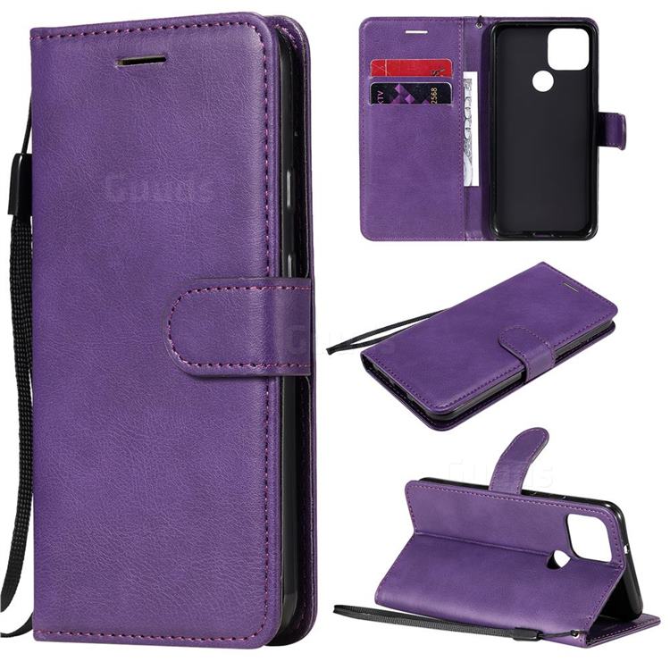 Retro Greek Classic Smooth PU Leather Wallet Phone Case for Google Pixel 5 - Purple