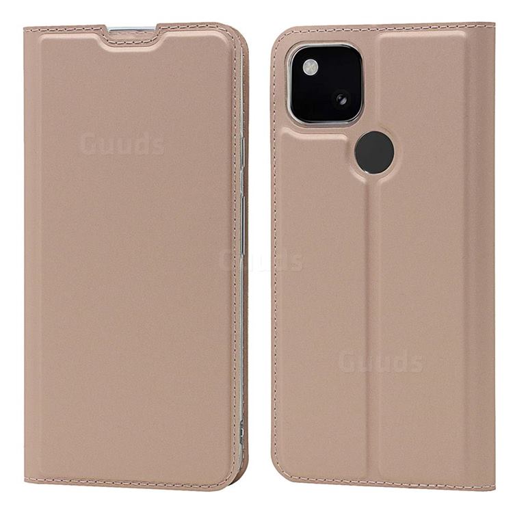 Ultra Slim Card Magnetic Automatic Suction Leather Wallet Case for Google Pixel 5A - Rose Gold