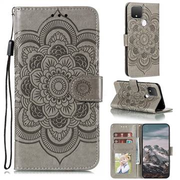 Intricate Embossing Datura Solar Leather Wallet Case for Google Pixel 5 XL - Gray
