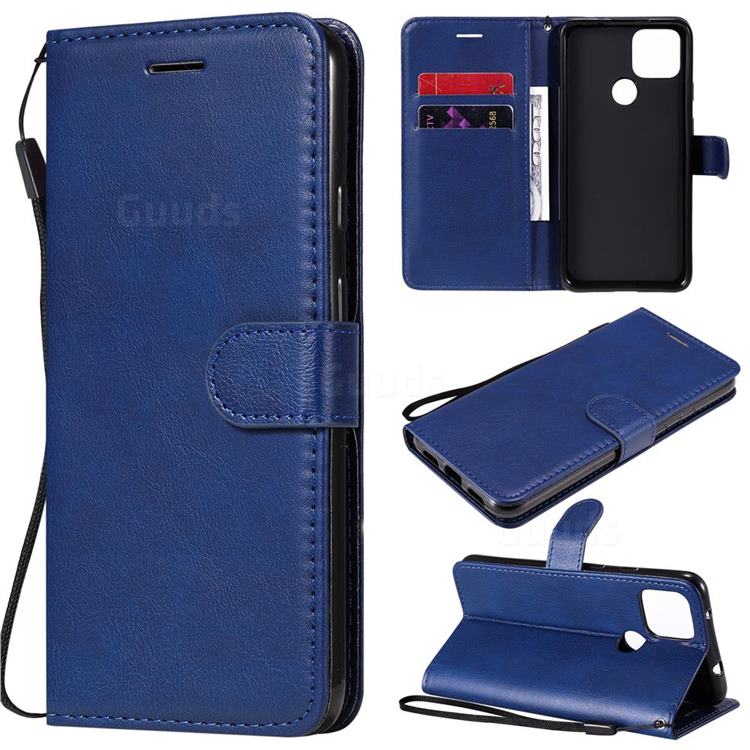 Retro Greek Classic Smooth PU Leather Wallet Phone Case for Google Pixel 5 XL - Blue