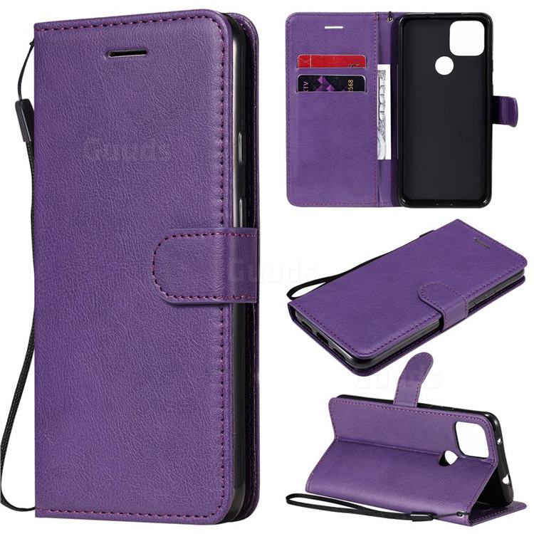 Retro Greek Classic Smooth PU Leather Wallet Phone Case for Google Pixel 5 XL - Purple