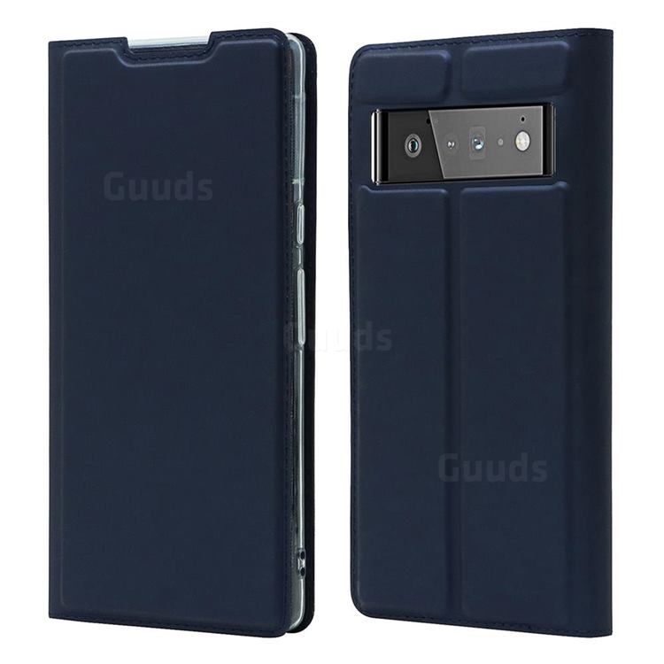Ultra Slim Card Magnetic Automatic Suction Leather Wallet Case for Google Pixel 6 - Royal Blue