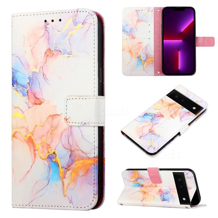 Galaxy Dream Marble Leather Wallet Protective Case for Google Pixel 6