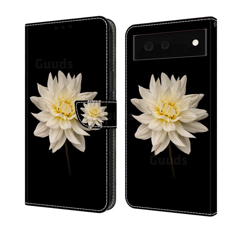 White Flower Crystal PU Leather Protective Wallet Case Cover for Google Pixel 6