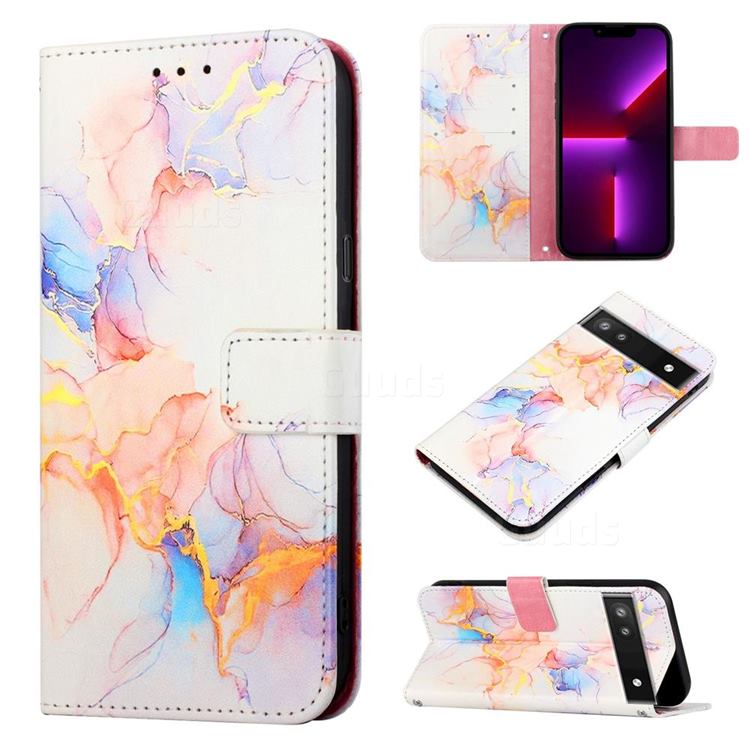 Galaxy Dream Marble Leather Wallet Protective Case for Google Pixel 6a