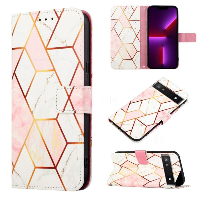 Pink White Marble Leather Wallet Protective Case for Google Pixel 6a