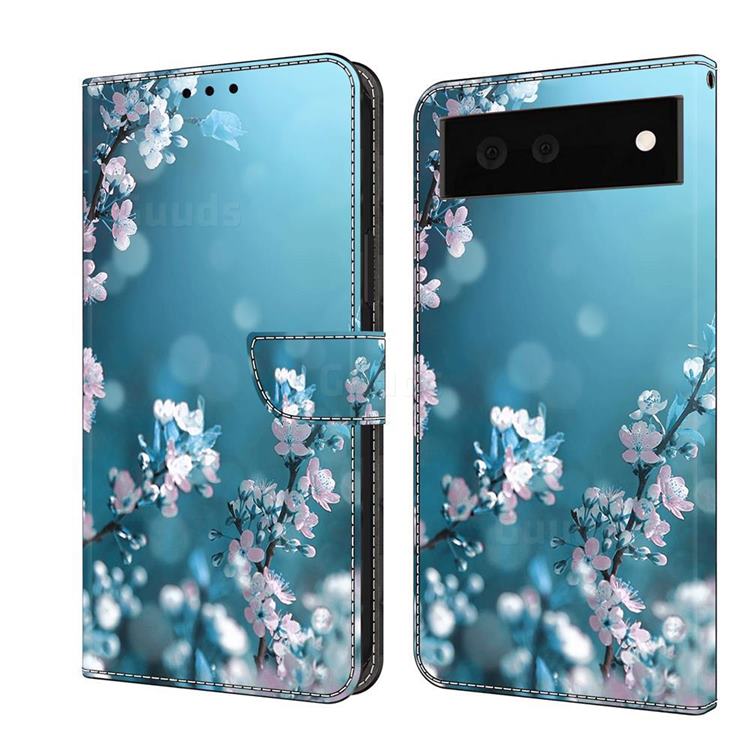 Plum Blossom Crystal PU Leather Protective Wallet Case Cover for Google Pixel 6a