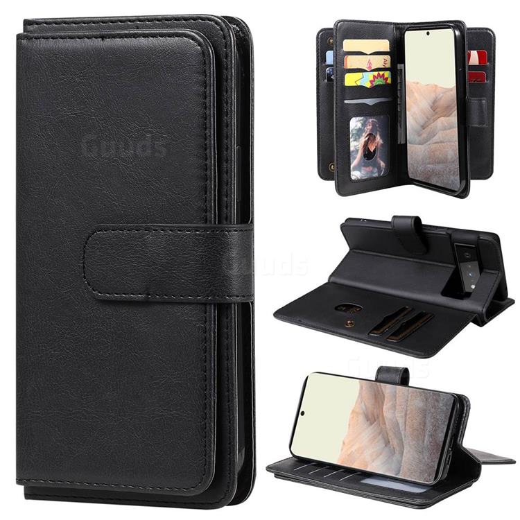 Multi-function Ten Card Slots and Photo Frame PU Leather Wallet Phone Case Cover for Google Pixel 6 Pro - Black
