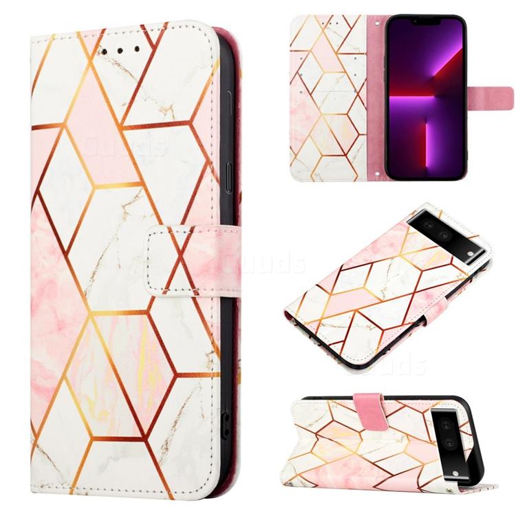 Pink White Marble Leather Wallet Protective Case for Google Pixel 7