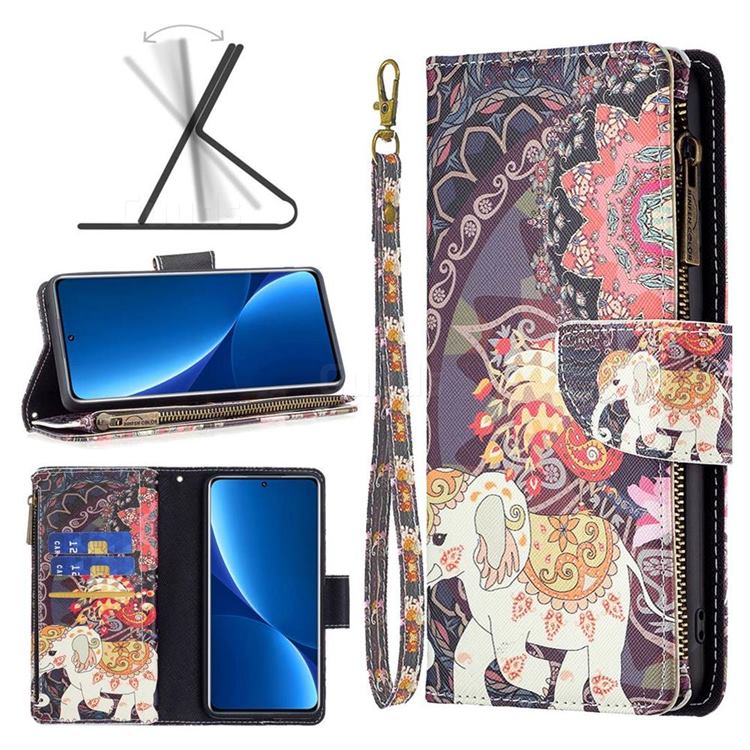 Totem Flower Elephant Binfen Color BF03 Retro Zipper Leather Wallet Phone Case for Google Pixel 7