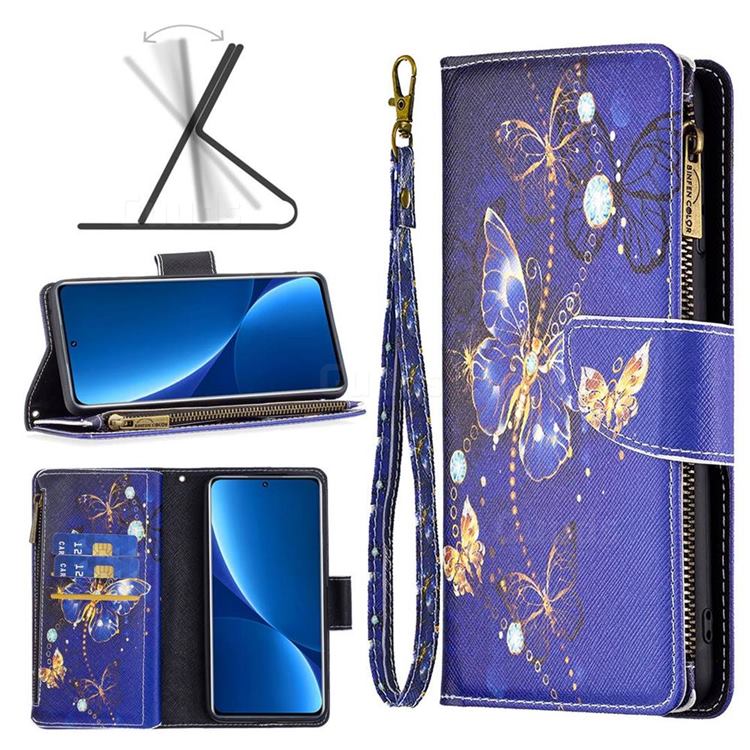 Purple Butterfly Binfen Color BF03 Retro Zipper Leather Wallet Phone Case for Google Pixel 7