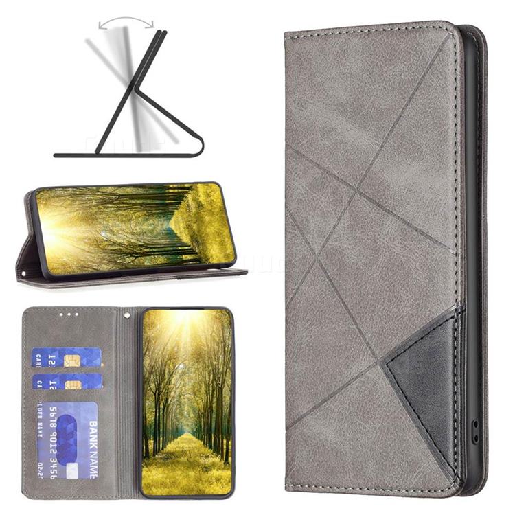 Prismatic Slim Magnetic Sucking Stitching Wallet Flip Cover for Google Pixel 7 - Gray