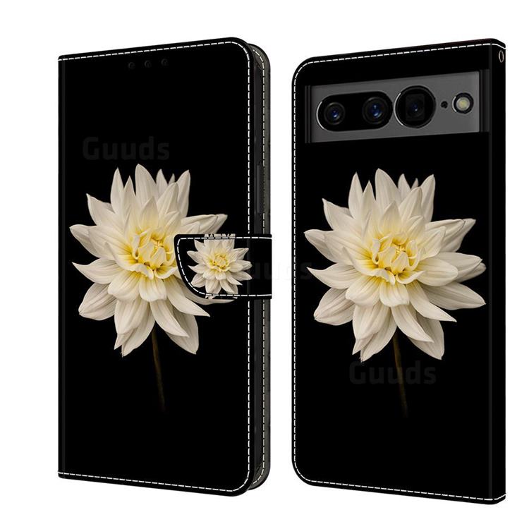 White Flower Crystal PU Leather Protective Wallet Case Cover for Google Pixel 7