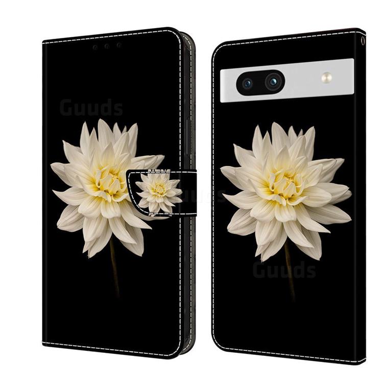 White Flower Crystal PU Leather Protective Wallet Case Cover for Google Pixel 7A