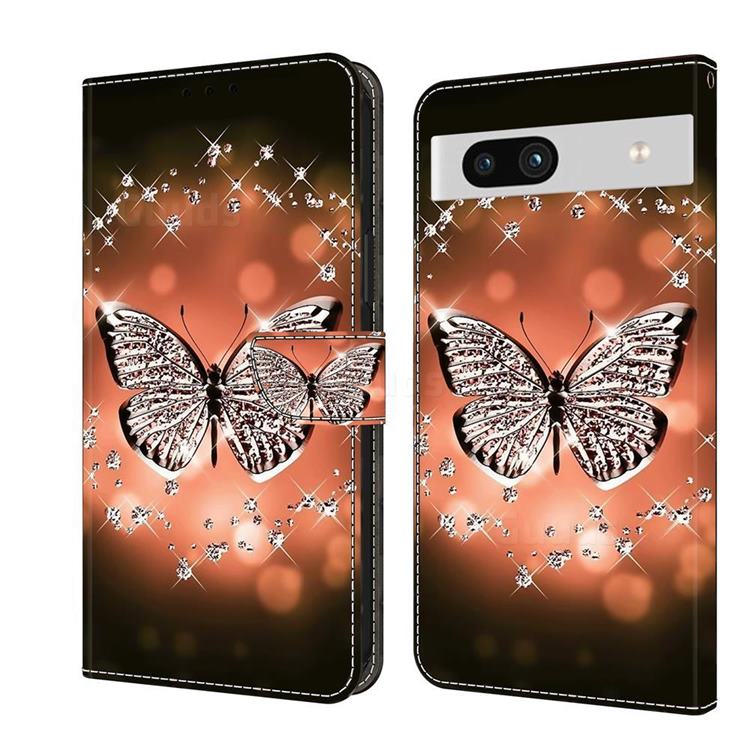 Crystal Butterfly Crystal PU Leather Protective Wallet Case Cover for Google Pixel 7A