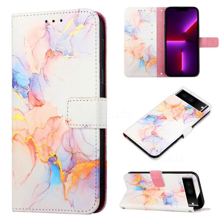 Galaxy Dream Marble Leather Wallet Protective Case for Google Pixel 7 Pro