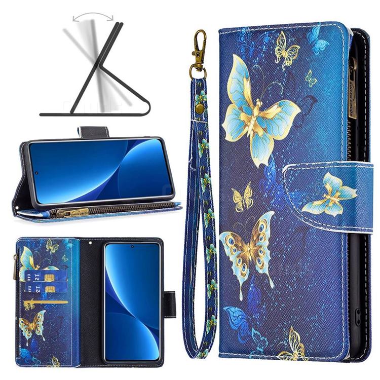 Golden Butterflies Binfen Color BF03 Retro Zipper Leather Wallet Phone Case for Google Pixel 7 Pro