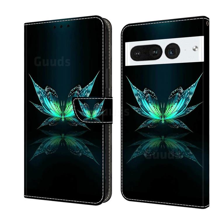 Reflection Butterfly Crystal PU Leather Protective Wallet Case Cover for Google Pixel 7 Pro