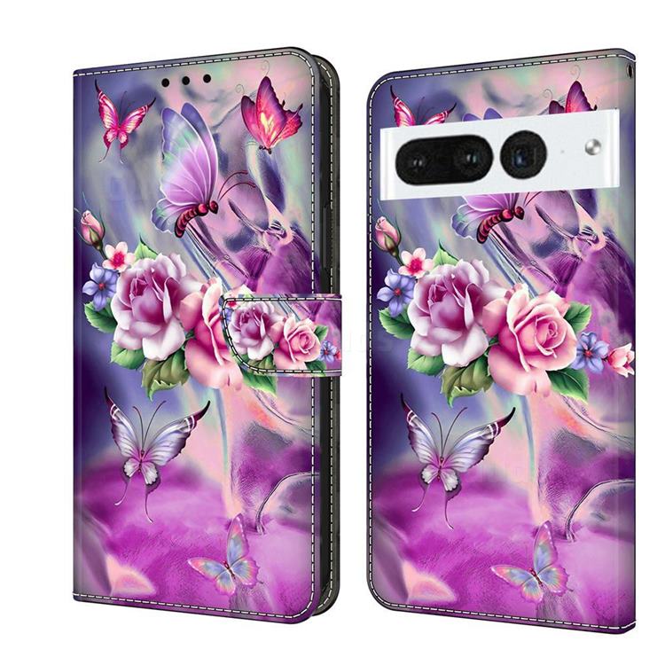 Flower Butterflies Crystal PU Leather Protective Wallet Case Cover for Google Pixel 7 Pro