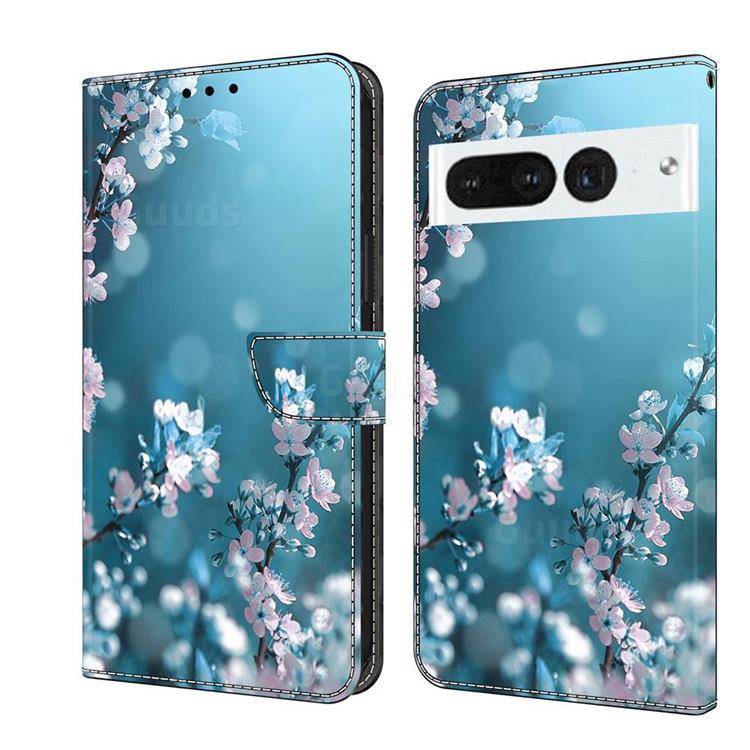 Plum Blossom Crystal PU Leather Protective Wallet Case Cover for Google Pixel 7 Pro