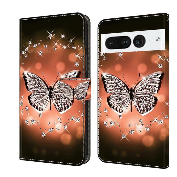 Crystal Butterfly Crystal PU Leather Protective Wallet Case Cover for Google Pixel 7 Pro