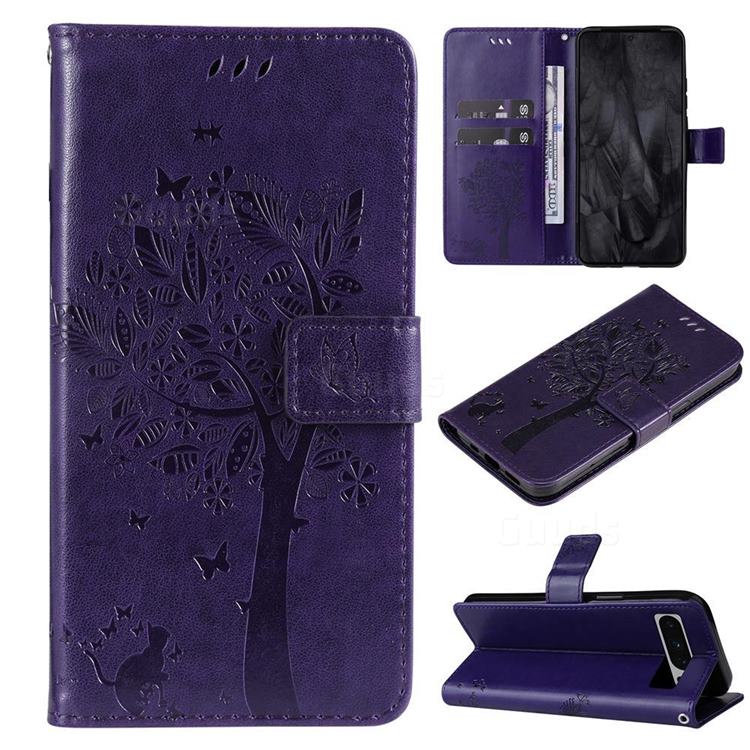 Embossing Butterfly Tree Leather Wallet Case for Google Pixel 8 Pro - Purple