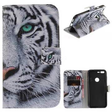 White Tiger PU Leather Wallet Case for Google Pixel XL