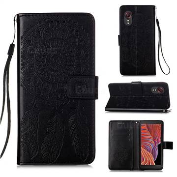 Embossing Dream Catcher Mandala Flower Leather Wallet Case for Samsung Galaxy Xcover 5 - Black