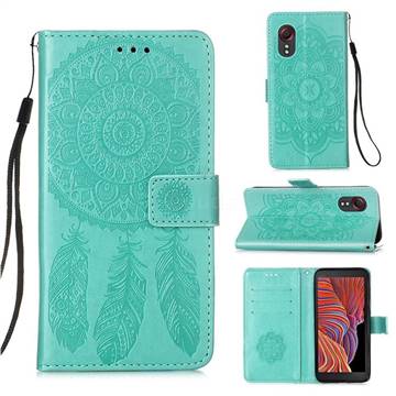 Embossing Dream Catcher Mandala Flower Leather Wallet Case for Samsung Galaxy Xcover 5 - Green