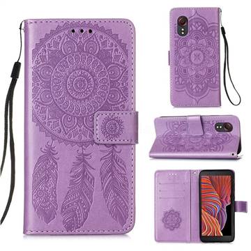 Embossing Dream Catcher Mandala Flower Leather Wallet Case for Samsung Galaxy Xcover 5 - Purple