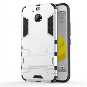 Armor Premium Tactical Grip Kickstand Shockproof Dual Layer Rugged Hard Cover for HTC 10 Evo / HTC Bolt - Silver