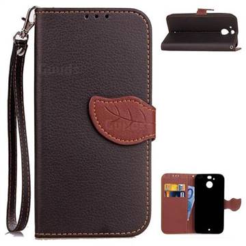 Leaf Buckle Litchi Leather Wallet Phone Case for HTC 10 Evo / HTC Bolt - Black
