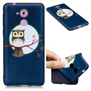 Moon and Owl 3D Embossed Relief Black Soft Back Cover for Huawei Enjoy 6s Honor 6C Nova Smart
