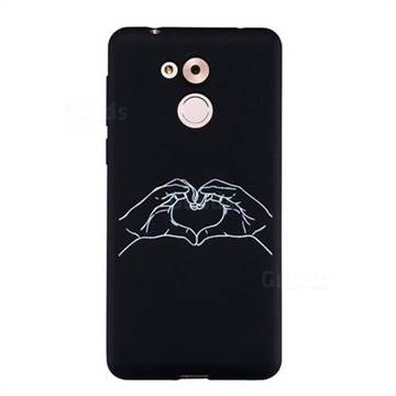 Heart Hand Stick Figure Matte Black TPU Phone Cover for Huawei Enjoy 6s Honor 6C Nova Smart