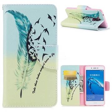 Feather Bird Leather Wallet Case for Huawei Enjoy 6s Honor 6C Nova Smart