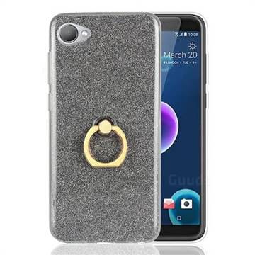 Luxury Soft TPU Glitter Back Ring Cover with 360 Rotate Finger Holder Buckle for HTC Desire 12(5.5 inch) - Black